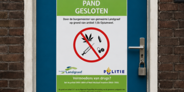 Schrijf een korte en pakkende titel in het Nederlands op basis van de onderstaande Facebooktekst: 𝗕𝘂𝗿𝗴𝗲𝗺𝗲𝗲𝘀𝘁𝗲𝗿 𝘀𝗹𝘂𝗶𝘁 𝗽𝗮𝗻𝗱 𝗮𝗮𝗻 𝗱𝗲 𝗚𝗿𝗲𝗻𝘀𝘀𝘁𝗿𝗮𝗮𝘁 Burgemeester Richard de Boer heeft de afgelopen week een pand gesloten. In een pand aan de Grensstraat is harddrugs aangetroffen. Dit pand is voor 6 maanden gesloten.  Wij vertellen u graag meer over ons drugsbeleid. Ook leest u wat u anoniem kunt doen als u iets verdachts ziet of hoort..    Gebruik normale Nederlandse hoofdletterregels:   – Begin de titel met een hoofdletter.   – Gebruik hoofdletters bij plaatsnamen of namen van personen.   – Schrijf de rest van de titel zoals gebruikelijk, zonder onnodige hoofdletters.  Geef alleen de titel terug. Geen uitleg of extra tekst.