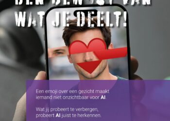 Schrijf een korte en pakkende titel in het Nederlands op basis van de onderstaande Facebooktekst: Wat deel jij? Heb jij wel eens een foto online geplaatst waarbij je een gezicht of lichaamsdeel bedekte met een emoji? Dat voelt misschien veilig, maar in werkelijkheid beschermt het vaak veel minder dan je denkt. Met kunstmatige intelligentie (ook wel ‘AI’ genoemd) kunnen foto’s van mensen – zowel kinderen als volwassenen – gebruikt worden om een digitaal profiel van ze op te bouwen.  AI kan foto’s combineren en daarmee delen van een gezicht of lichaamsdeel namaken, zelfs wanneer op een foto een emoji is gebruikt om af te schermen. In sommige gevallen kan AI een sticker of emoji zelfs helemaal verwijderen. Een emoji over een gezicht of lichaamsdeel lijkt dus een simpele oplossing, maar online laat je vaak meer zien dan je denkt. Als een organisatie bijvoorbeeld een foto van haar medewerkers plaatst, waar emoji’s over de gezichten geplaatst zijn, is hun anonimiteit helemaal niet gegarandeerd. Wat deel jij? Denk daarom goed na voordat je een foto deelt. Wat vandaag onschuldig lijkt, kan morgen door technologie op een heel andere manier worden gebruikt. #watdeeljij #emoji #gezichten #anoniem #cyber #socialemedia #socialmedia #AI #kunstmatigeintelligentie.    Gebruik normale Nederlandse hoofdletterregels:   – Begin de titel met een hoofdletter.   – Gebruik hoofdletters bij plaatsnamen of namen van personen.   – Schrijf de rest van de titel zoals gebruikelijk, zonder onnodige hoofdletters.  Geef alleen de titel terug. Geen uitleg of extra tekst.